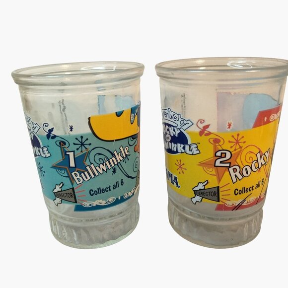 The Adventures Of Rocky  Bullwinkle Glasses 1 2 Bama Vintage Universal Studios - Picture 2 of 14